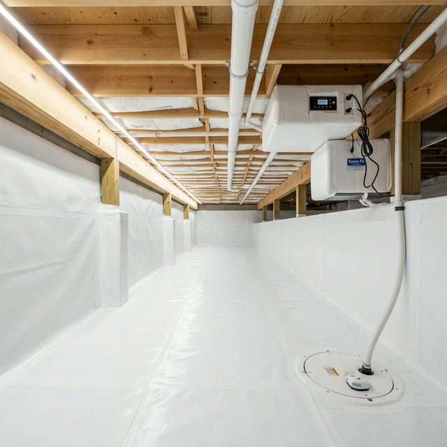 Clean and dry encapsulated crawlspace