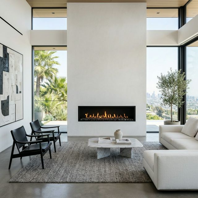 Modern Minimalist Linear Fireplace
