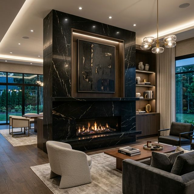 Black Marble Hearth Cladding