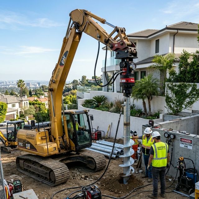 Helical Steel Pile Installation