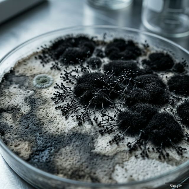 Close-up of toxic mold colonization