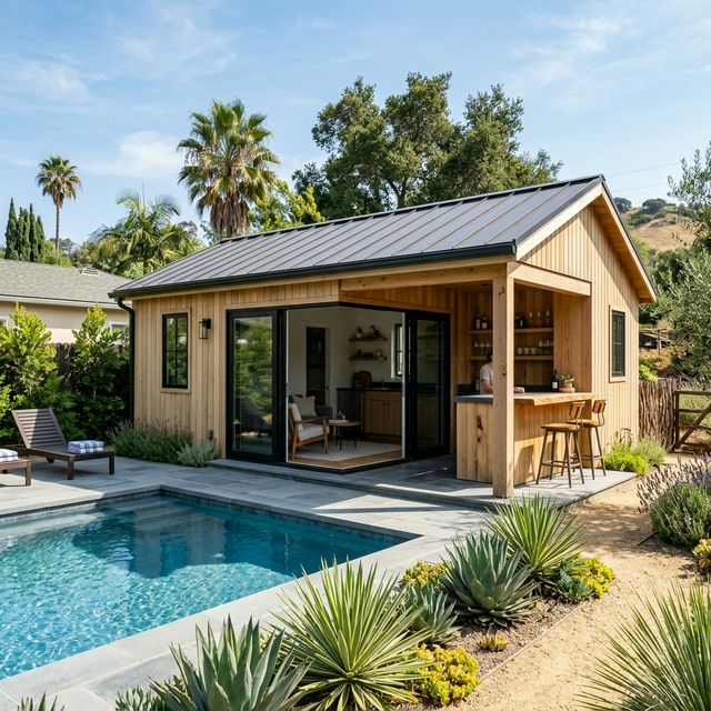 Realistic Backyard Pool House Studio